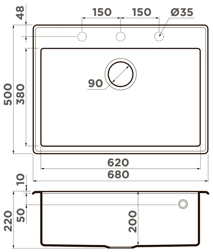 Кухонная мойка Omoikiri Tedori-68-WH белый 4993967 - фото №7