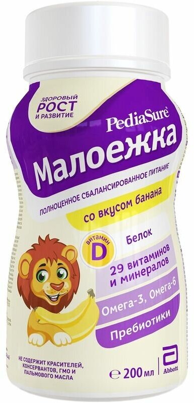 Смесь PediaSure Малоежка со вкусом банана с 1 года, 200мл