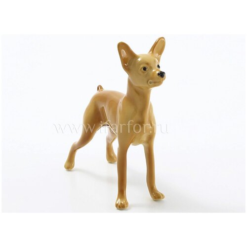 Скульптура Той-терьер стоящий рыжий