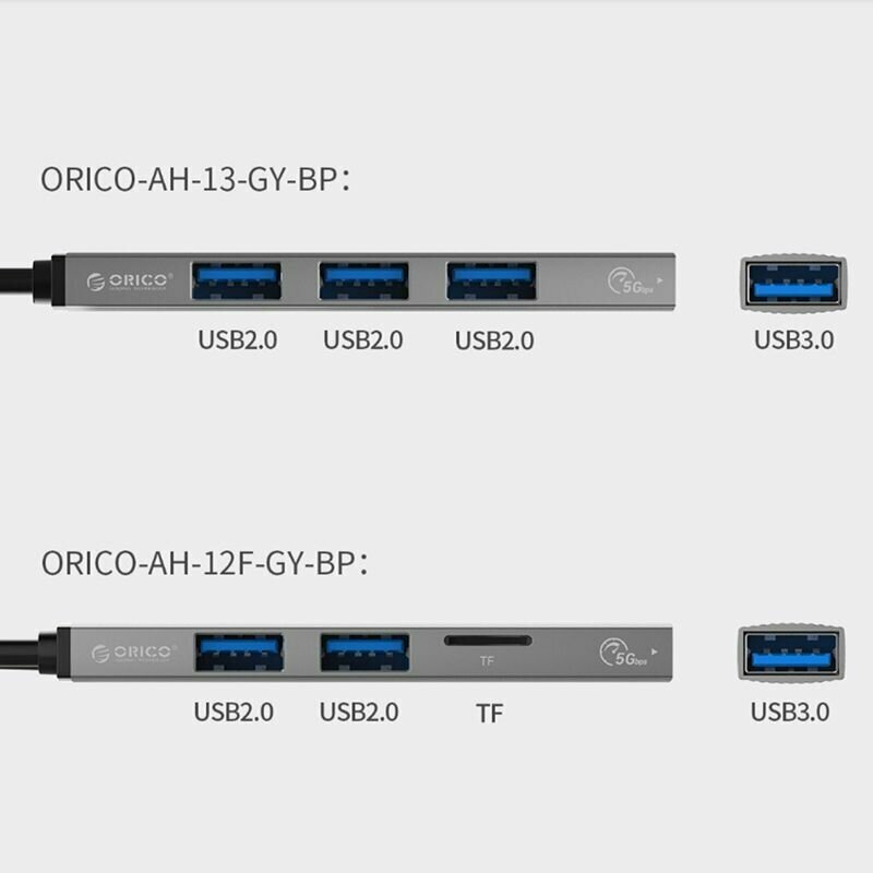 Концентратор Orico 1*USB-C 3.0, 3*USB-A 2.0, серый - фото №6