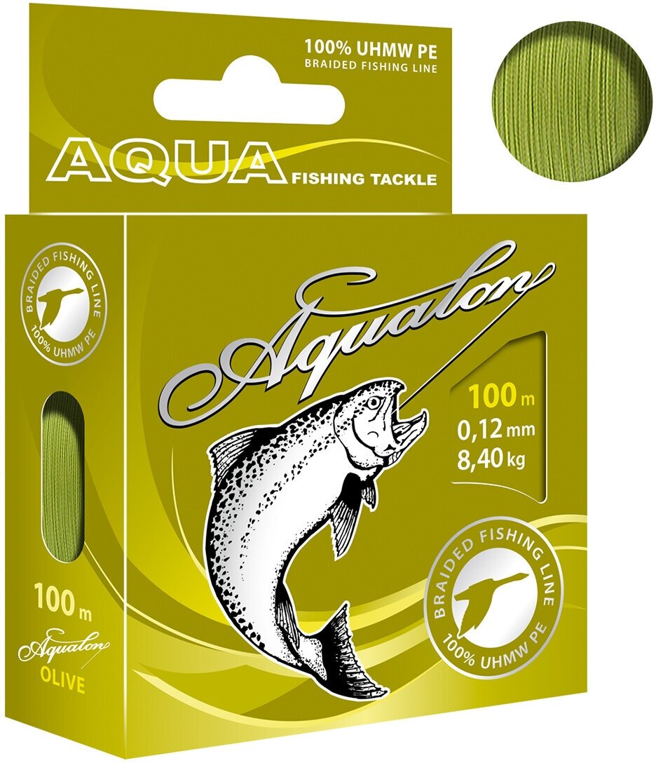 Плетеный шнур AQUA AQUALON 100m (olive) d 0,12mm