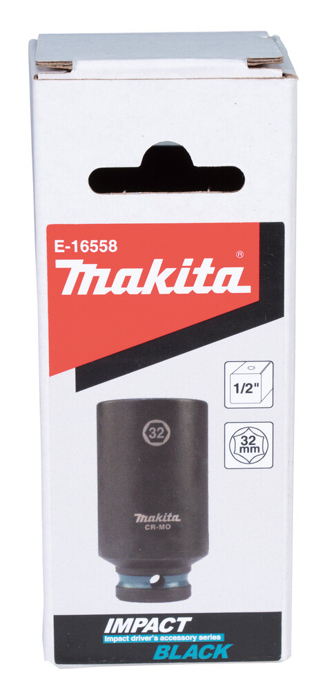 Ударная удлиненная торцовая головка Makita Impact Black 1/2" 32x81, 5 мм, - фото №2