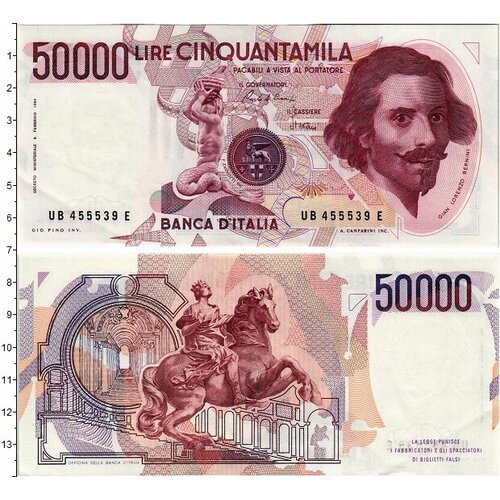 Клуб Нумизмат Банкнота 50000 лир Италии 1994 года Джованни Лоренцо Бернини