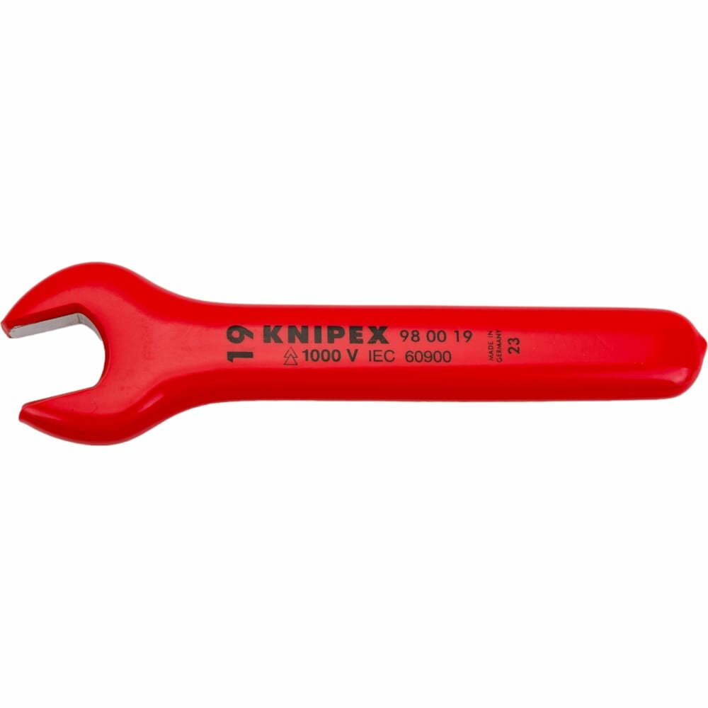 Ключ гаечный рожковый KNIPEX VDE, 19 мм, длина 165 мм, диэлектрический KN-980019 — фото 1