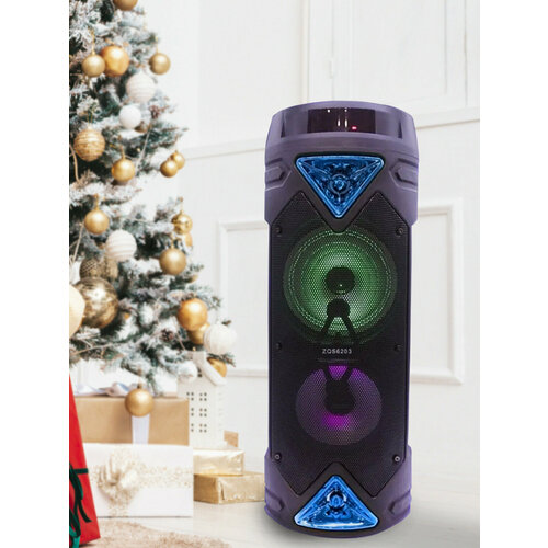 Музыкальная колонка с микрофоном Колонка портативная большая колонка колонка большая 6203 колонка с подсветкой акустическая система с микрофоном в комплекте 30 ВТFMTFUSBAUX Синий цвет 535000₽