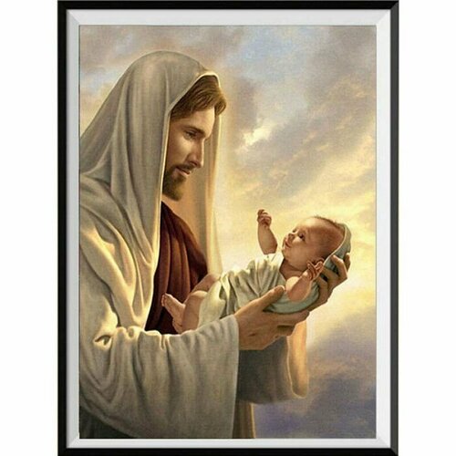 Алмазная мозаика 30х40см Иисус с младенцем 30 цветов страз картонная коробка 755₽