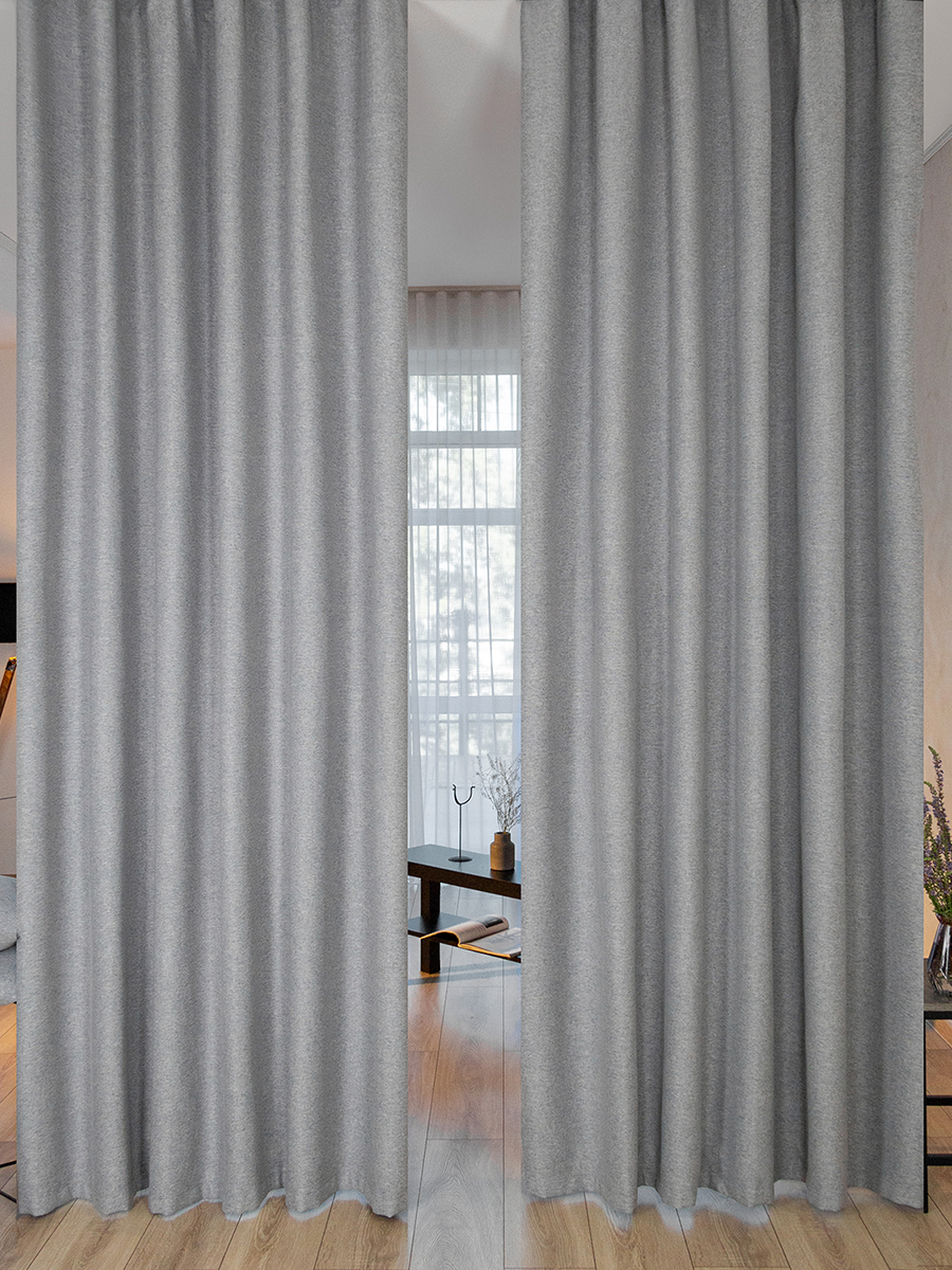 фото Штора 100% блэкаут на шторной ленте 150 х 285 см Массимо Песочный / Ширина 150 / Высота 285 / в зал, спальню, комнату, гостиную, на кухню