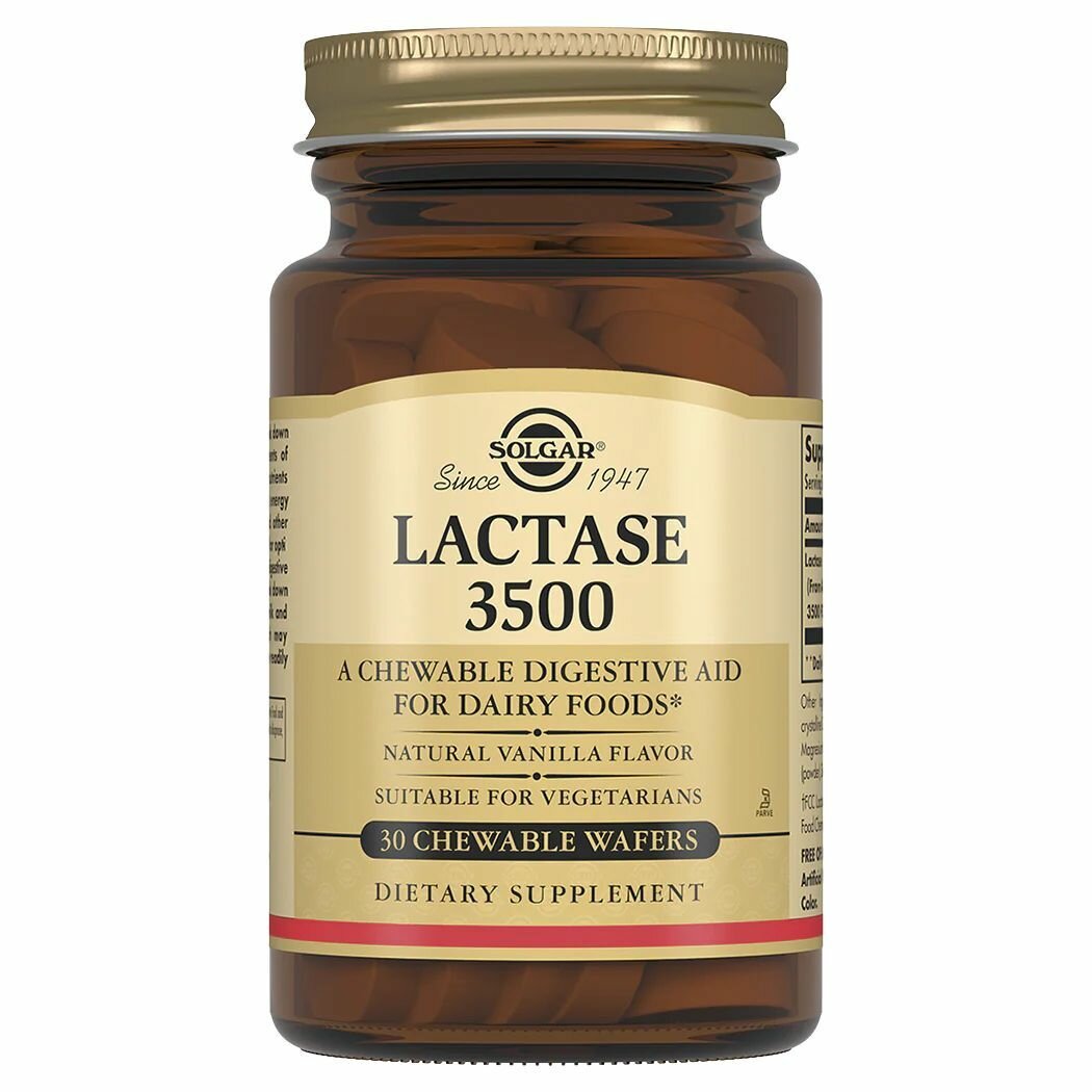 БАД Solgar Жевательные таблетки "Лактаза 3500", 30 шт. Lactase 3500