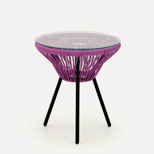 Изображение товара Кофейный стол KORNERA "Акапулько", каркас черный, искусственный ротанг лиловый