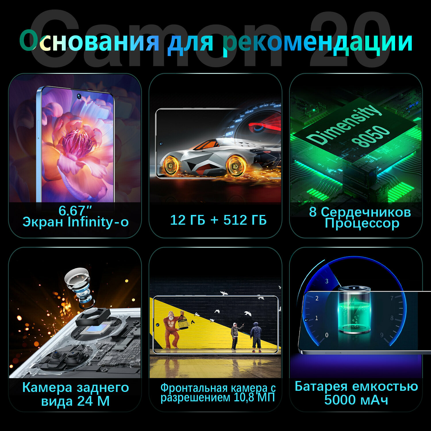 Смартфон Canom 20, Android, 6,67-дюймовый, 5000mah, 12GB/512GB игровой ...