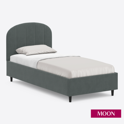 Кровать односпальная без подъемного механизма на ножках, MOON FAMILY 1262, размер 90х200 см, велюр оранжевый. Ортопедическое основание в комплекте