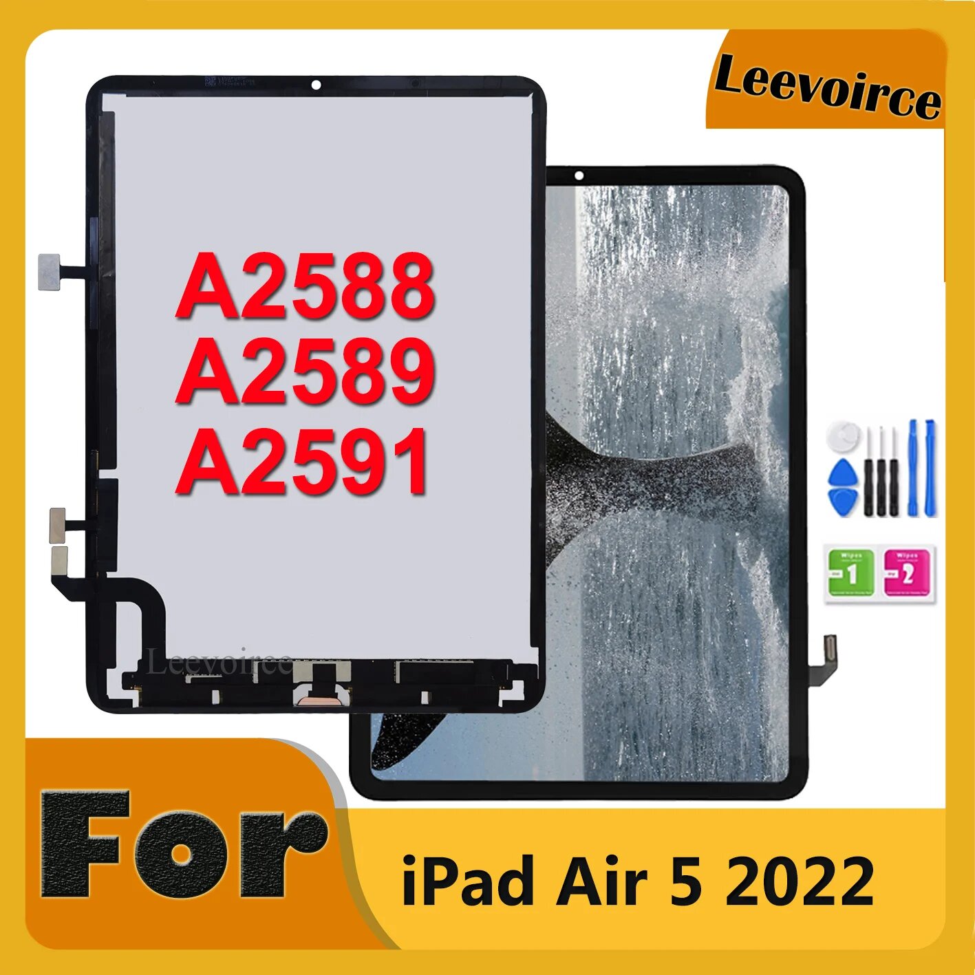 Качество AAA 10,9-дюймовый ЖК-дисплей для iPad Air 5 5-го поколения Air5 2022 A2589 A2591, ЖК-дисплей в сборе, ремонт панели дигитайзера сенсорного экрана, Черный