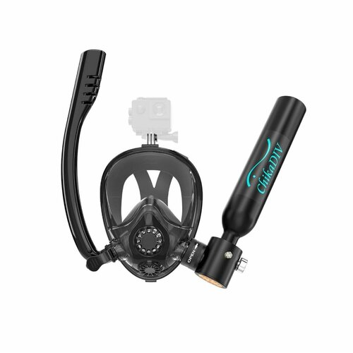 CHIKADIV 0.5L маска подводная для плавания с баллоном, Дыхание под водой в течение 5-10 минут, поле зрения 180 HD, антизапотевание
