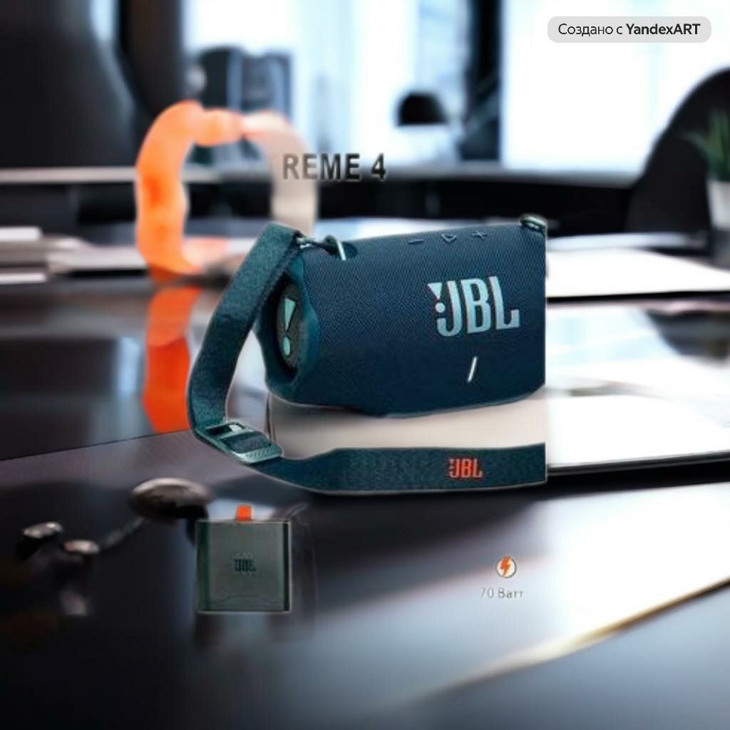 Портативная колонка JBL Xtreme4 Blue, 70 Вт, автономная работа 24 часа, NFC, ремешок