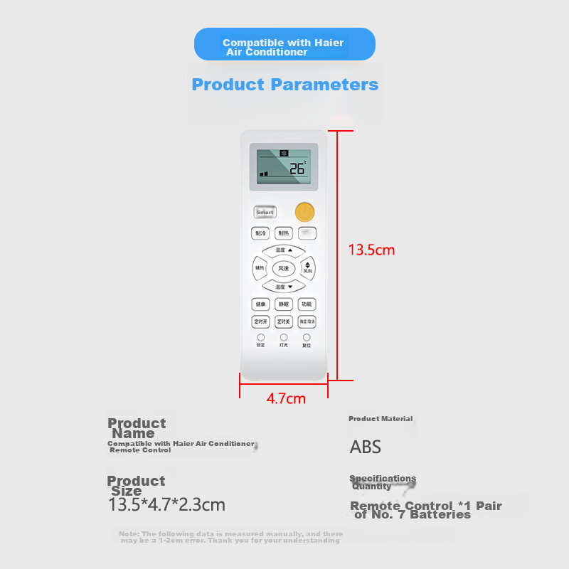 Shuangwei Compatible with Haier Air Conditioner Remote Control Universal KFR-26GW 35GW 23GW And Other Suitable Remote Control Board AC-205W [Battery Included] C-KY
