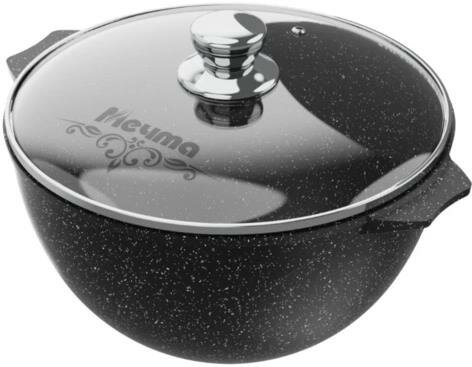 Казан мечта 58802 объем 8 л, алюминий, с антипригарным покрытием, черный — фото 1