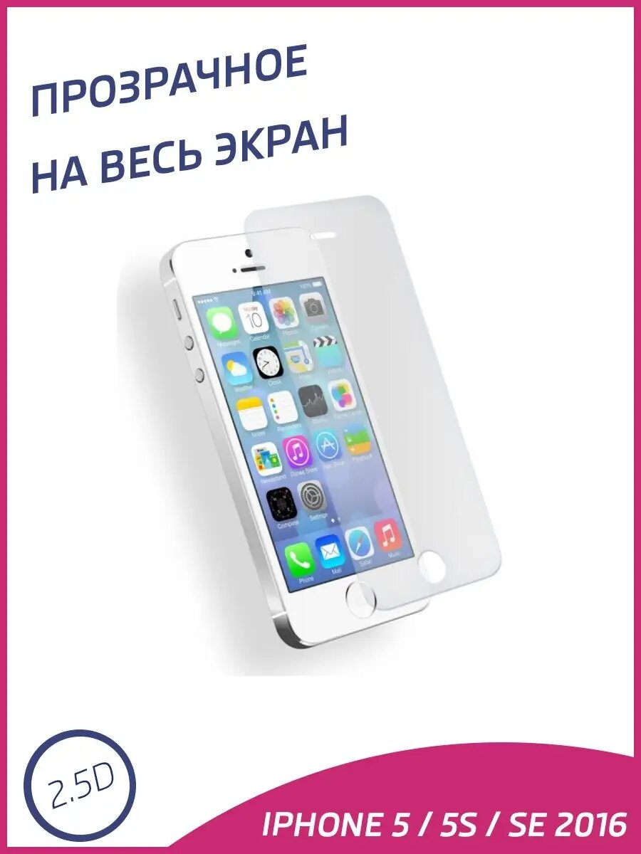 Защитное стекло для iPhone 5, 5s, 5c, SE 2016 прозрачное