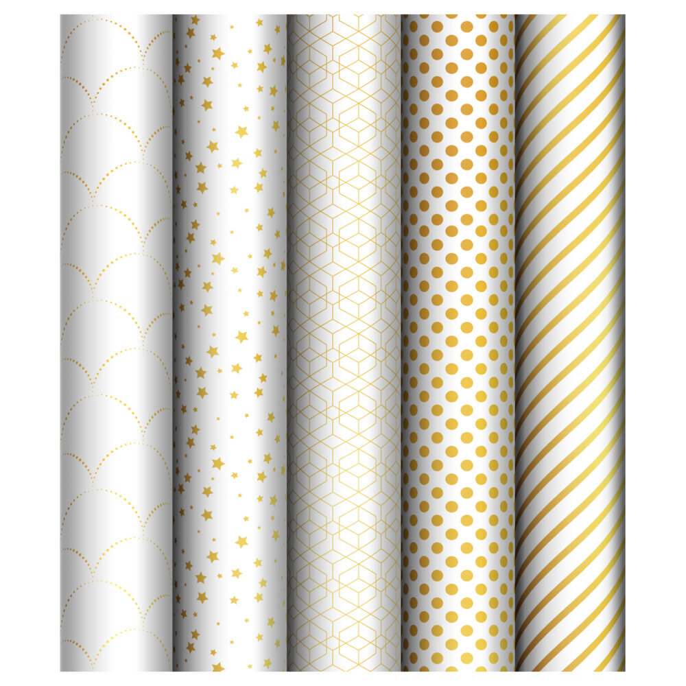 Бумага упаковочная 70х100см PATTERN ON WHITE рулон
