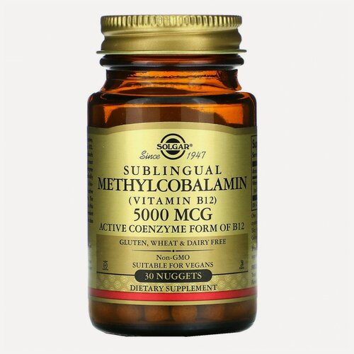 Изображение товара Methylcobalamin 5000 мкг (Сублингвальный Метилкобаламин витамин B12) 30 табл (Solgar)
