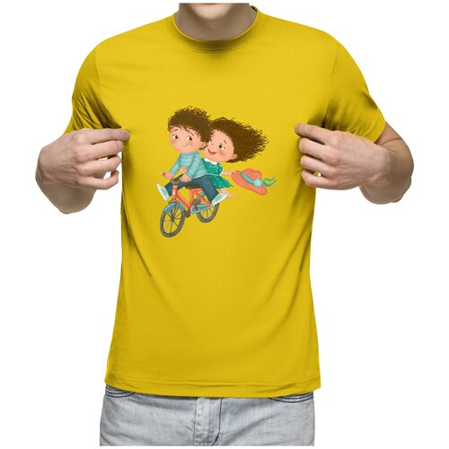 фото Мужская футболка «влюбленные на велосипеде» (xl, темно-синий) us basic