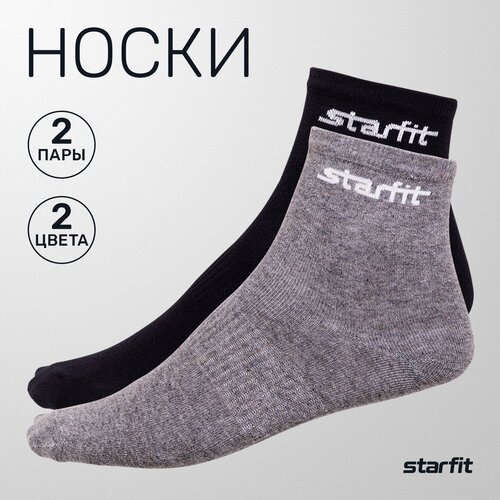 Носки Starfit размер 35-38, серый, черный носки низкие starfit sw 205 мятный фуксия 2 пары размер 35 38