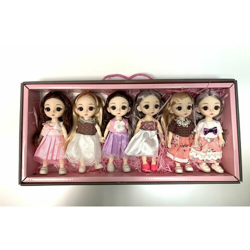 Набор шарнирных кукол 6 штук в подарочной упаковке / мини