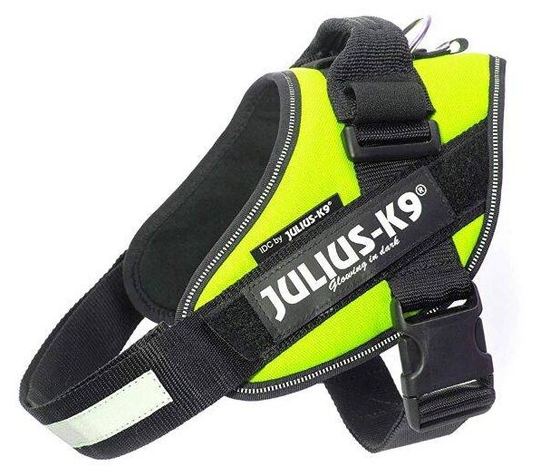 JULIUS-K9 шлейка для собак IDC-Powerharness 1 (63-85см/ 23-30кг), зеленый неон . - фотография № 1