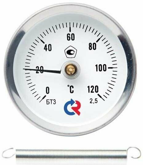Термометр БТ-30.010 (0-120С) 63 мм биметаллический накладной с пружиной росма 2384