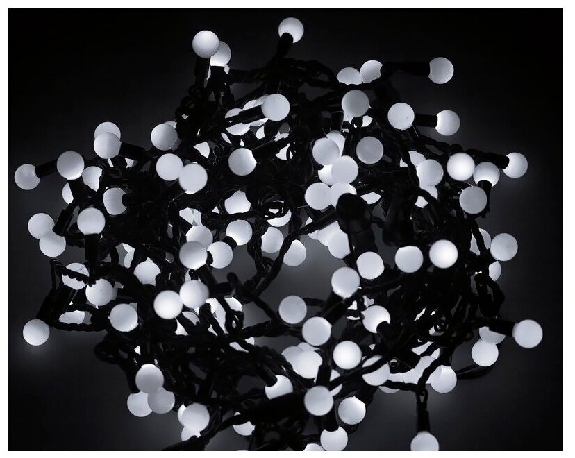Гирлянда NEON-NIGHT 303-515 мультиколор шарики Ø23мм, 10м, черный ПВХ, 80 диодов, цвет белый