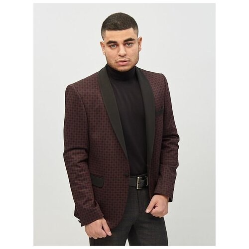 Пиджак DELMONT, силуэт полуприлегающий, однобортный, размер (50)L, черный, бордовый