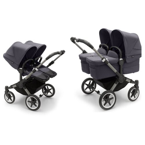 Детская коляска 2 в 1 для двойни и погодок Bugaboo Donkey5 Twin Graphite/Stormy Blue/Stormy Blue