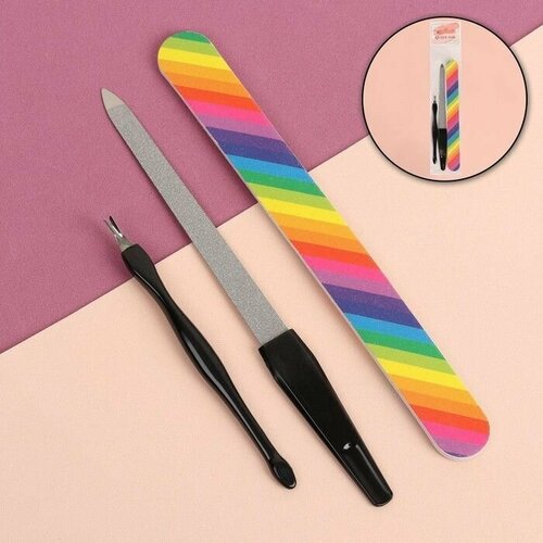 Набор маникюрный 3 предмета цвет чёрныйрадужный 499₽