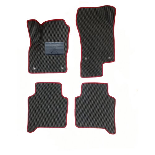 фото Автомобильные коврики салона autodefender eva c пластиковым подпятником для skoda kodiaq 2016 - наст. время (комплект 5 шт.) черный ромб с красным кантом