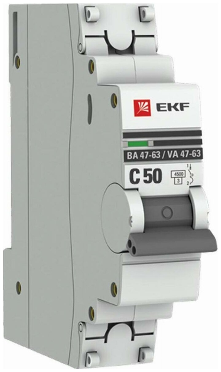 Автоматический выключатель EKF ВА 47-63 PROxima 1P 50А характеристика C