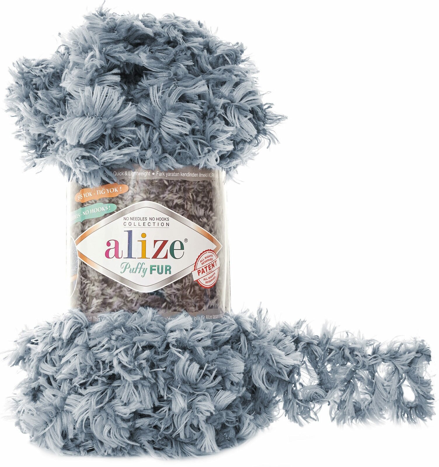 Пряжа Alize Puffy Fur серый (6107), 100%микрополиэстер, 6м, 100г, 1шт