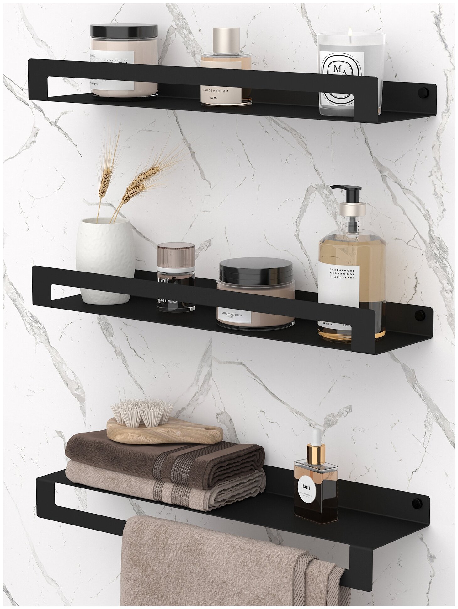 Полки скрытого монтажа в ванной - 91 фото