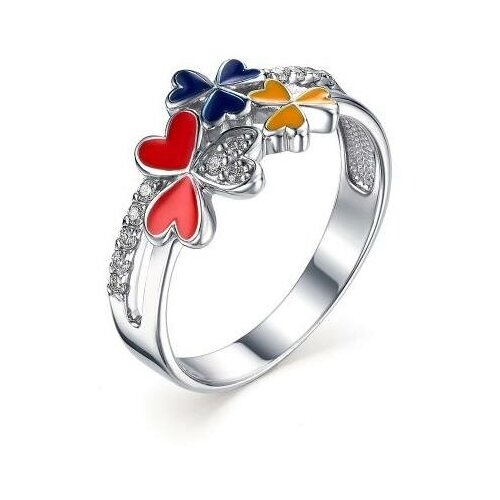 фото Серебряное кольцо алькор 01-1393/эм86-00 с эмалью и цирконием, размер 16,5 diamant-online