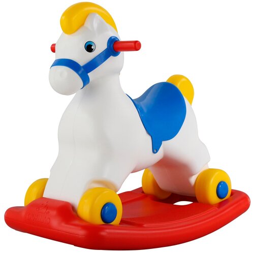 Каталка-игрушка Полесье Пони (53541), белый/синий/красный качалки игрушки полесье пони каталка 53541