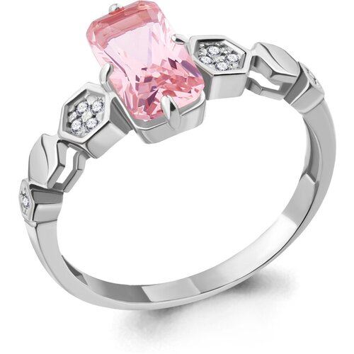 фото Серебряное кольцо aquamarine а6914290а с фианитом и морганитом, размер 17 diamant-online