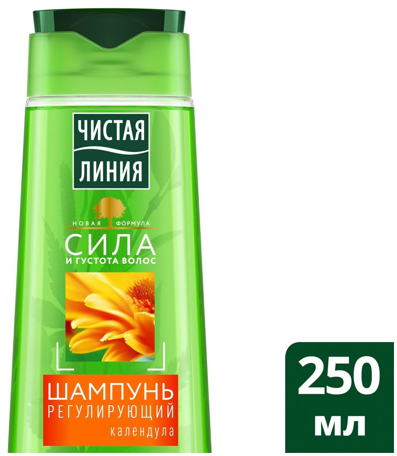 Чистая линия Шампунь для волос женский Чистая Линия Свежесть и объем волос с экстрактом календулы 400 мл, 250 мл — фото 1