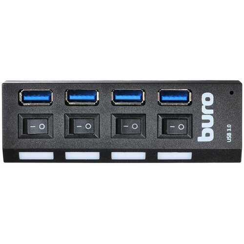 Разветвитель USB 3.0 Buro BU-HUB4-U3.0-L 4 порта черный