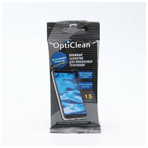 Влажные салфетки OptiClean, для мобильных телефонов, 15 шт.