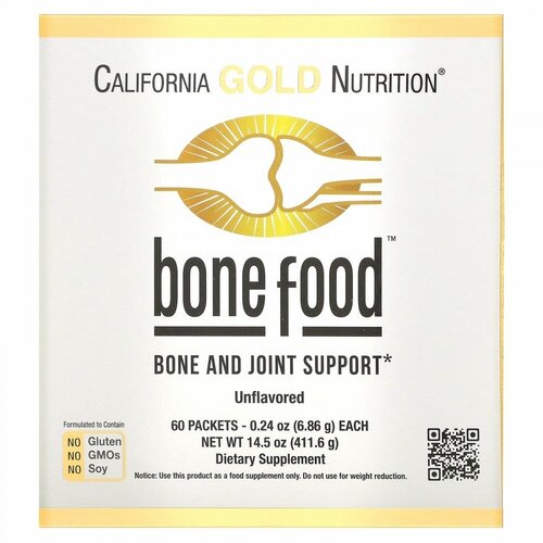Купить Bone Food, для поддержки здоровья костей и суставов, 60 пакетиков по 6, 83 г (0, 24 унции), California Gold Nutrition