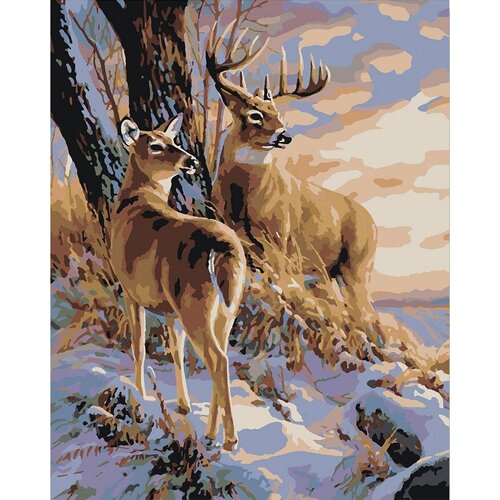 картина по номерам пара волков 40x50 см Картина по номерам Пара оленей, 40x50 см