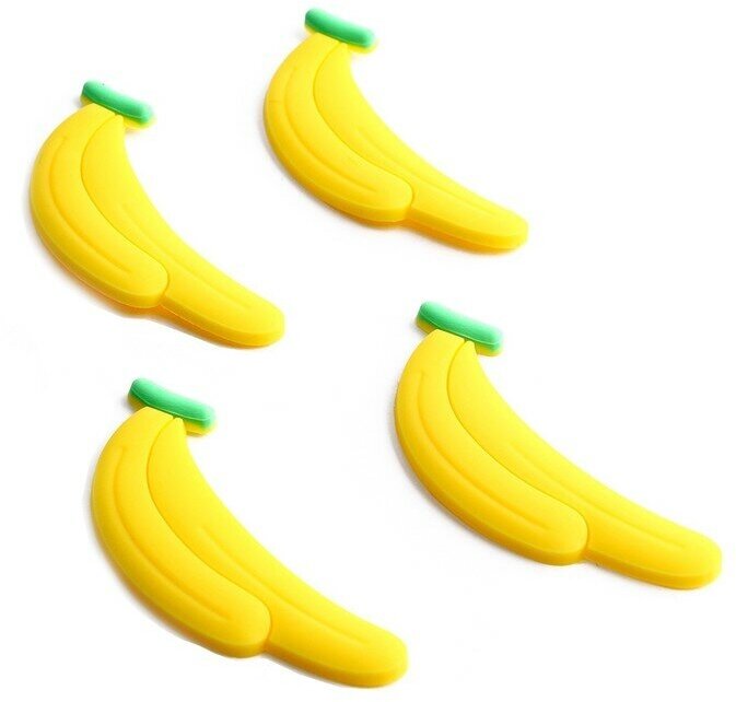 Декор силикон «Бананы» набор 4 шт, размер 1 шт. — 2,5 × 6,5 × 0,3 см, клеевые подушечки