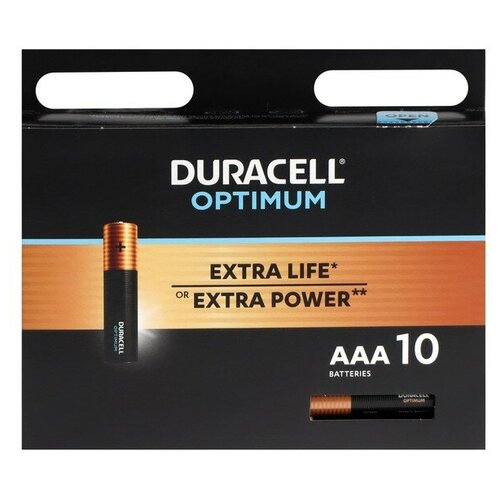 Duracell Батарейка алкалиновая Duracell OPTIMUM, AAA, LR03-10BL, 1.5В, блистер, 10 шт. батарейка duracell ааa lr03 2шт