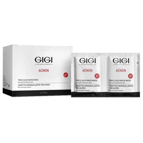 Gigi пилинг-салфетки Triple acid rapid wipes, 30 мл, 30 шт.