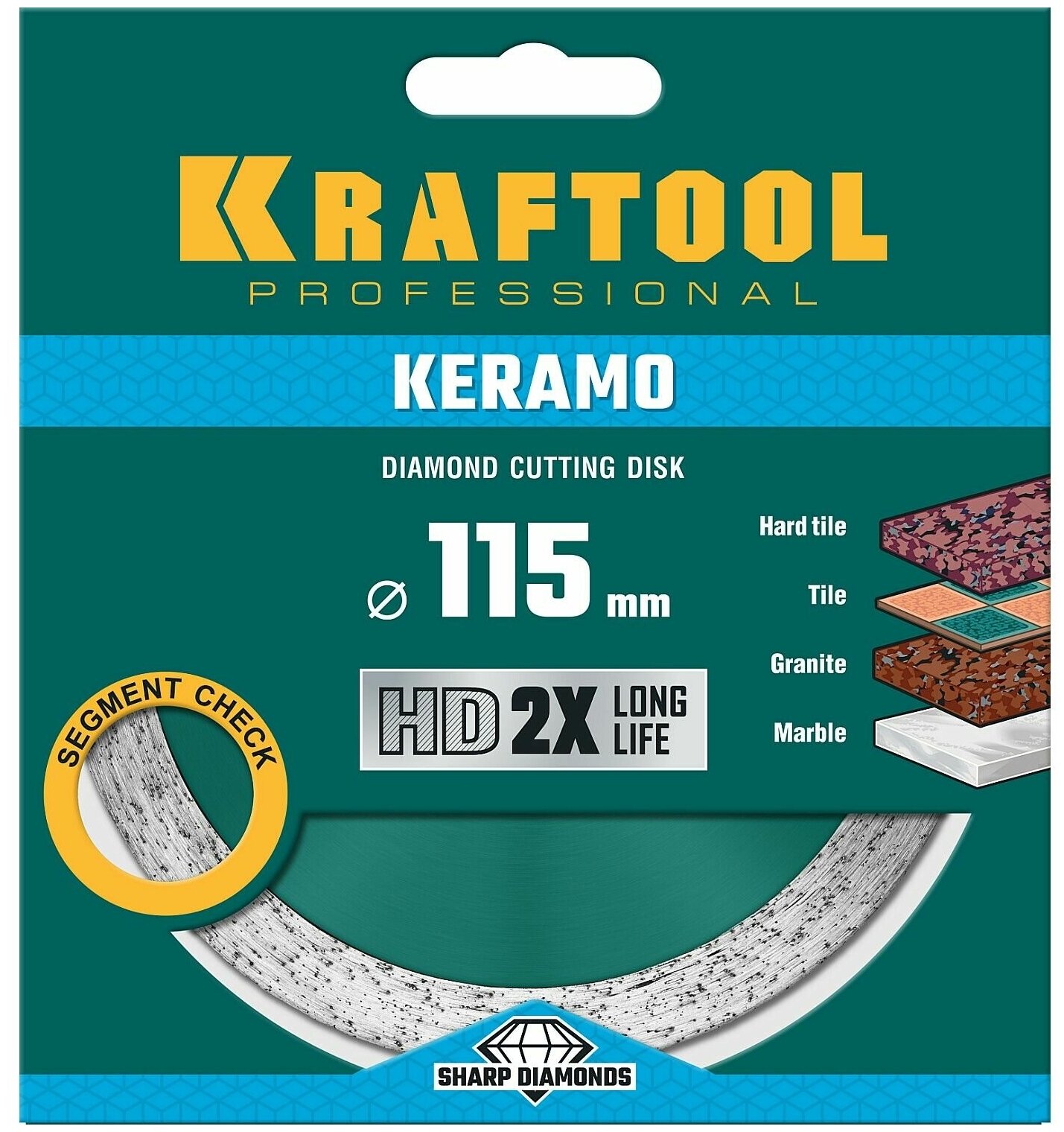 KRAFTOOL KERAMO 115 мм (22.2 мм, 10х2.2 мм), Алмазный диск (36684-115)