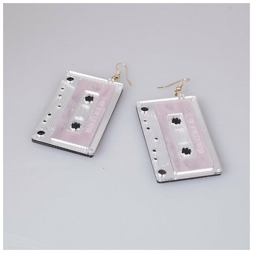 Серьги Bag & You, пластик, акрил, размер 53 мм, пыльная роза, серебряный