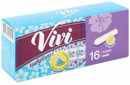 Тампоны Vivi SUPER женские гигиенические впитывающие 16 шт